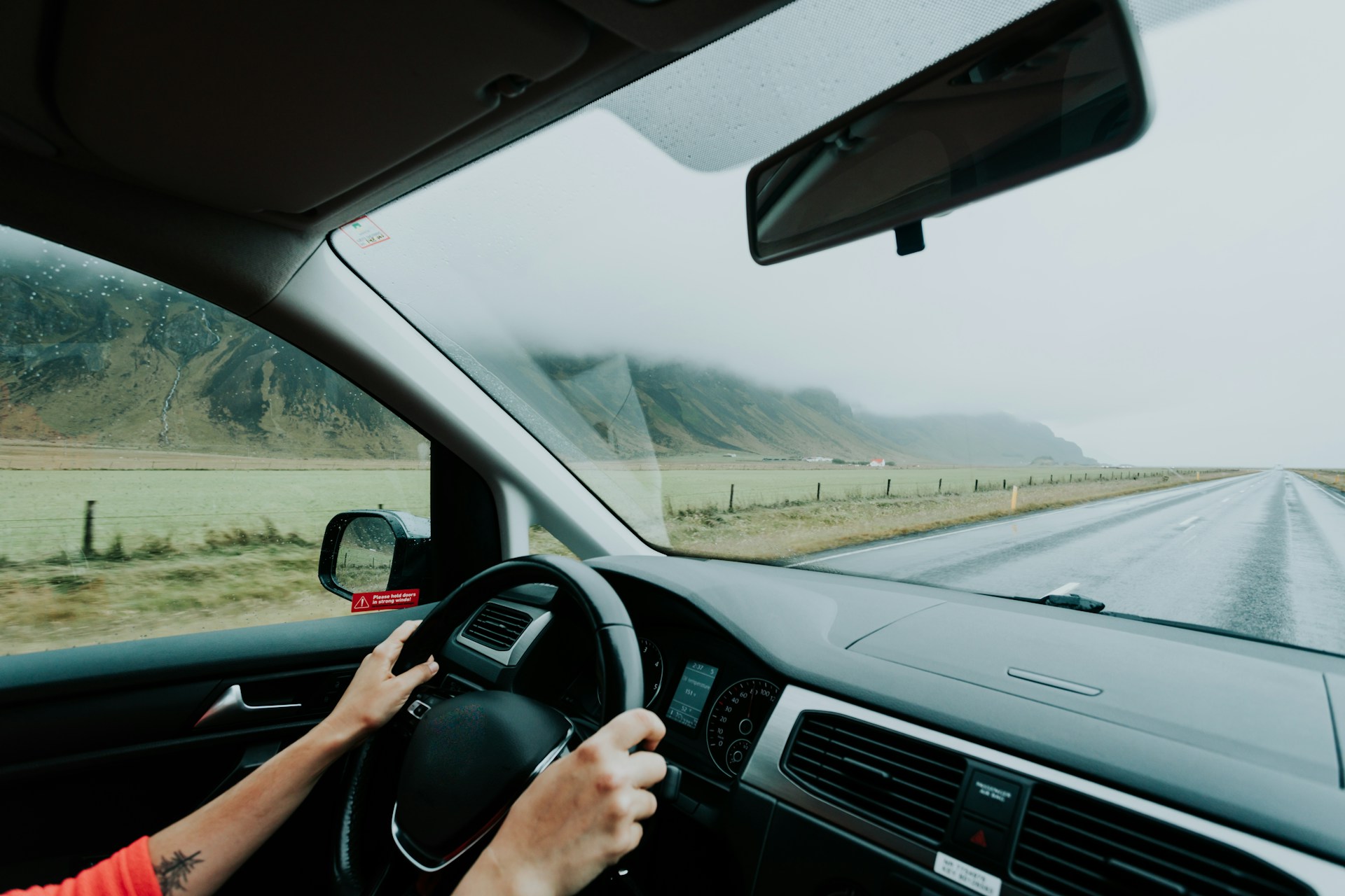driving a car in a rain
