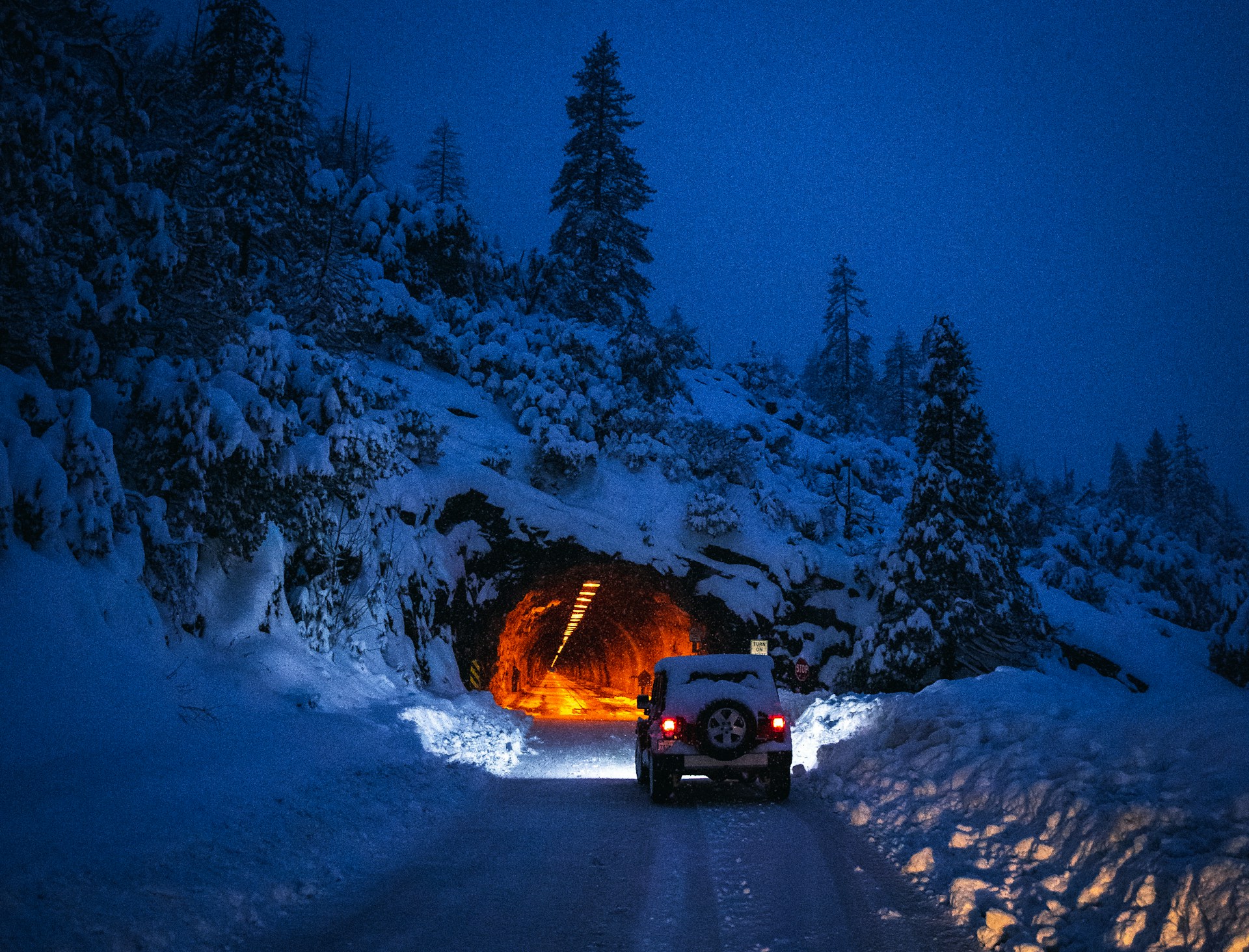 car on a snowy road
