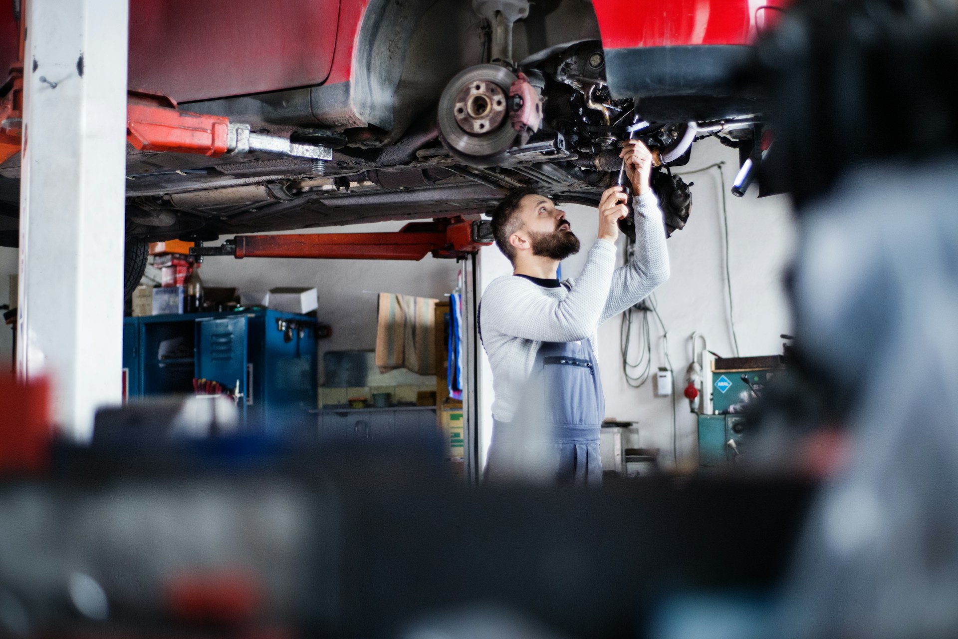 car mechanic in a repair shop