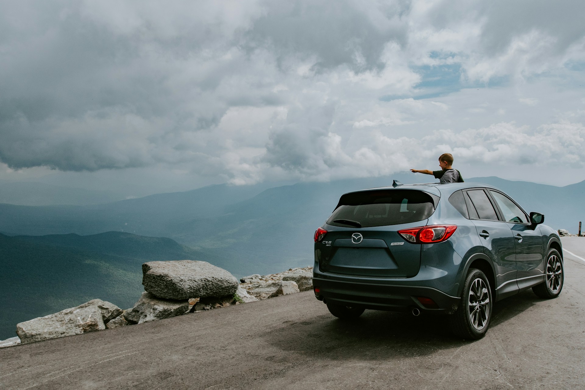 family SUV in mountains