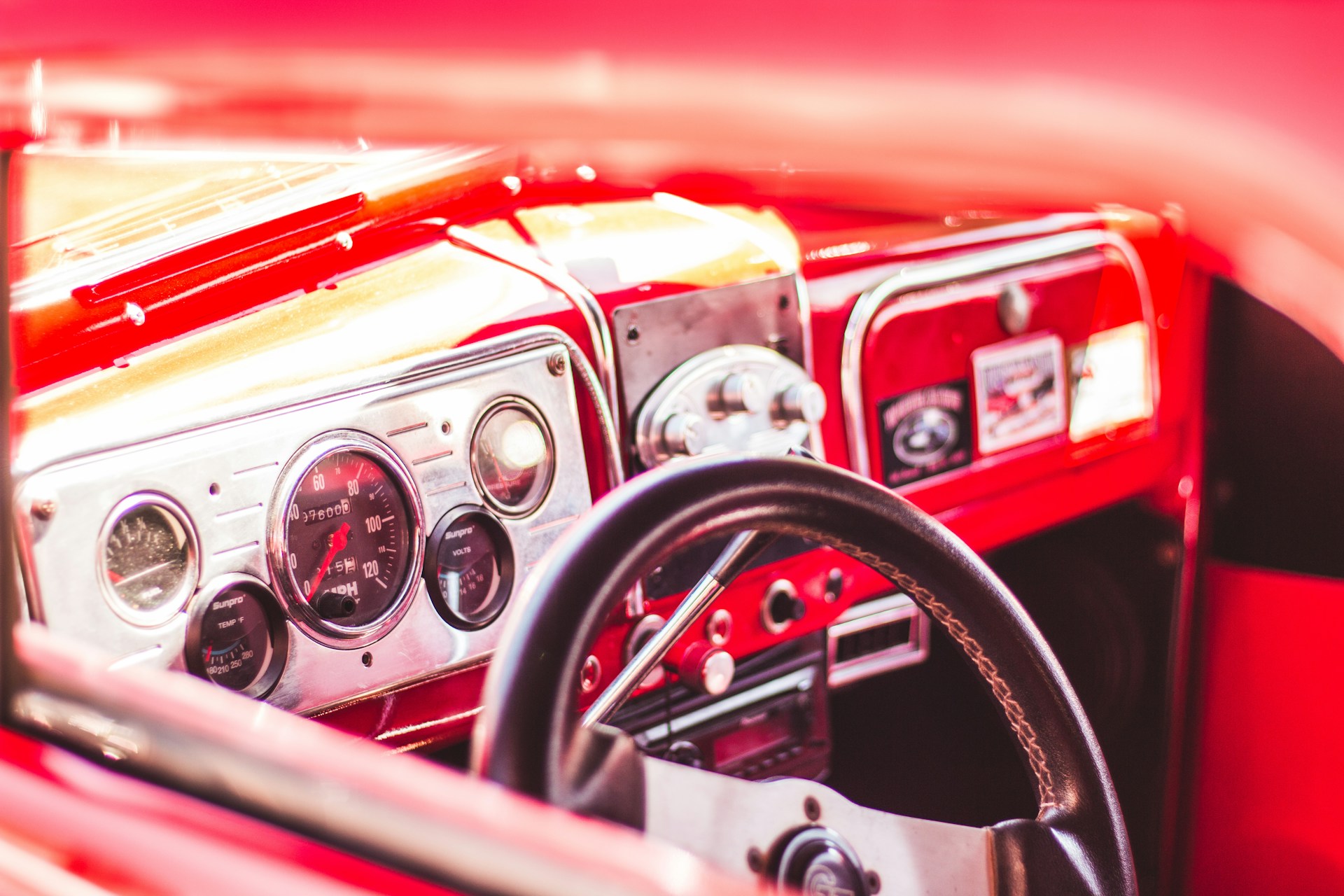 interior of a vintage car