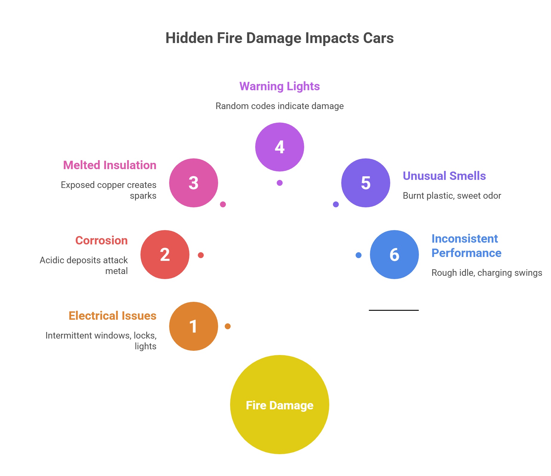 infographic showing hidden fire damage effects in cars
