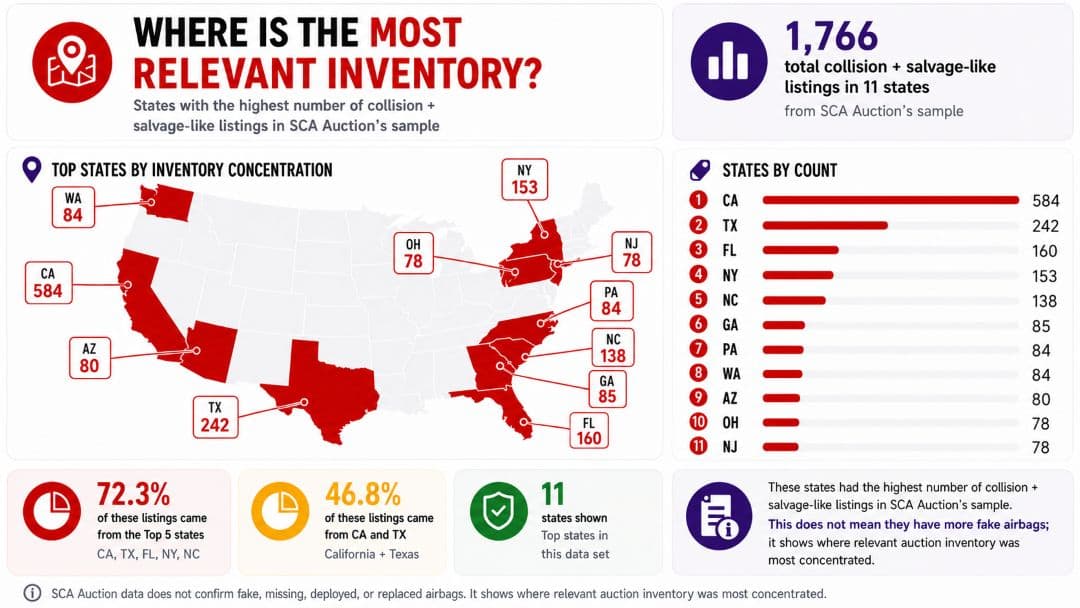 infographic showing inventory concentration rather than counterfeit airbag prevalence