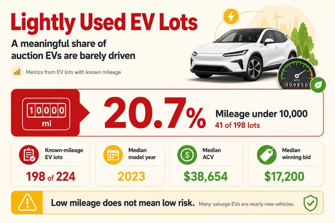 low-mileage used EV lots under 10,000 miles