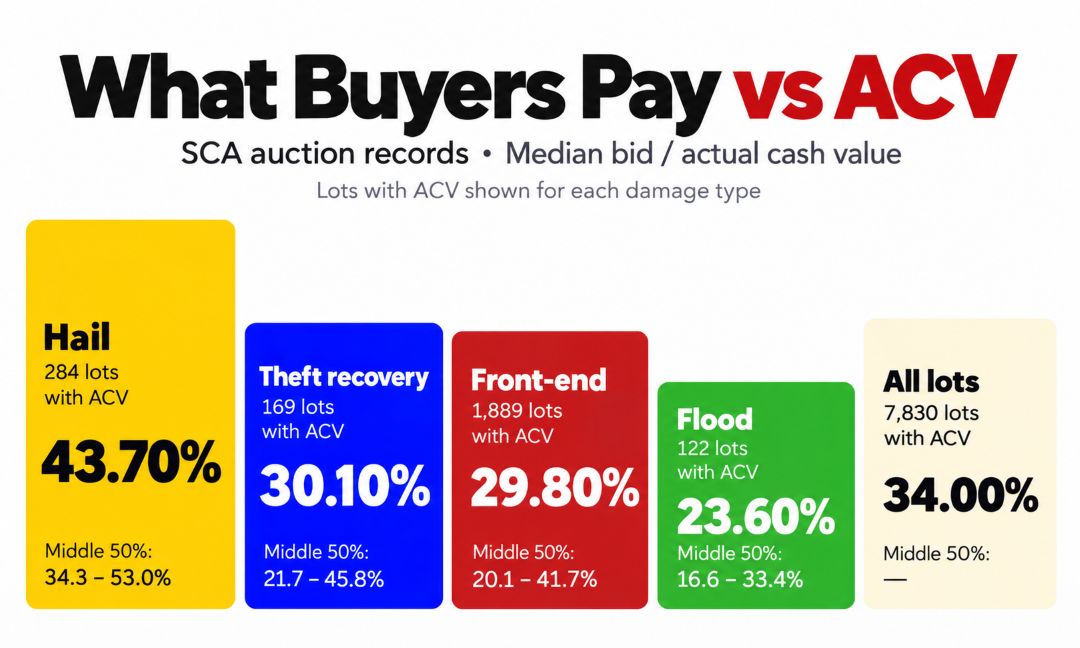 SCA median winning bid as a share of actual cash value