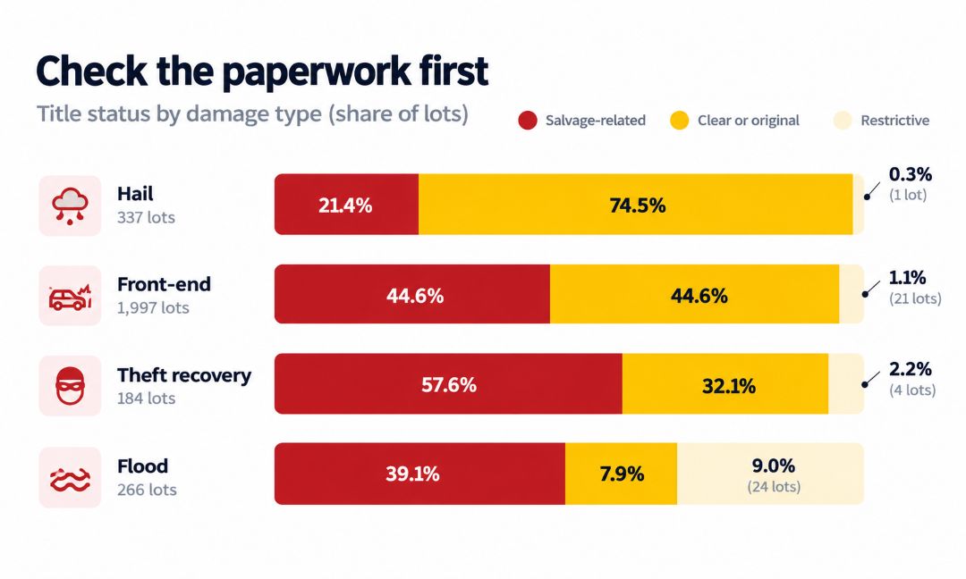 title status by salvage car damage type