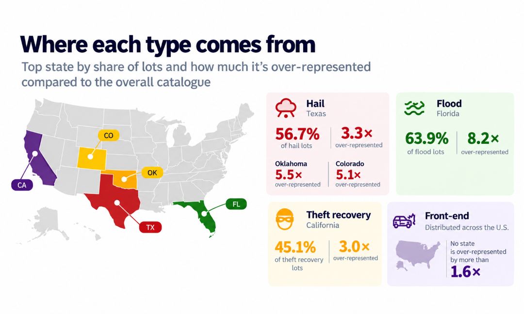 SCA map showing where salvage damage types are concentrated